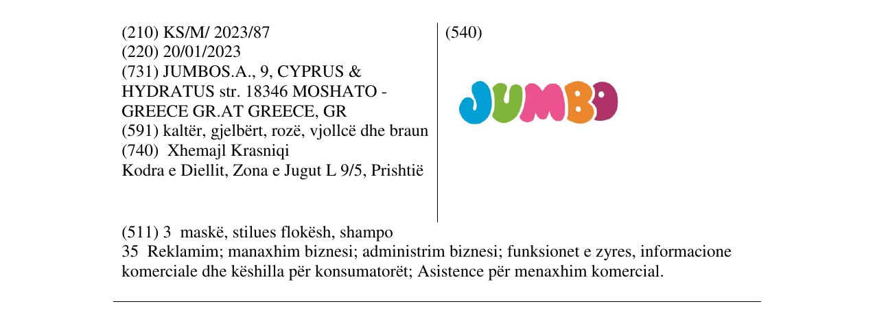 Zëri i markës JUMBO në buletin