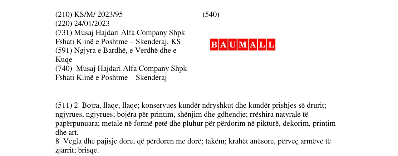 Zëri i markës BAUMALL në buletin