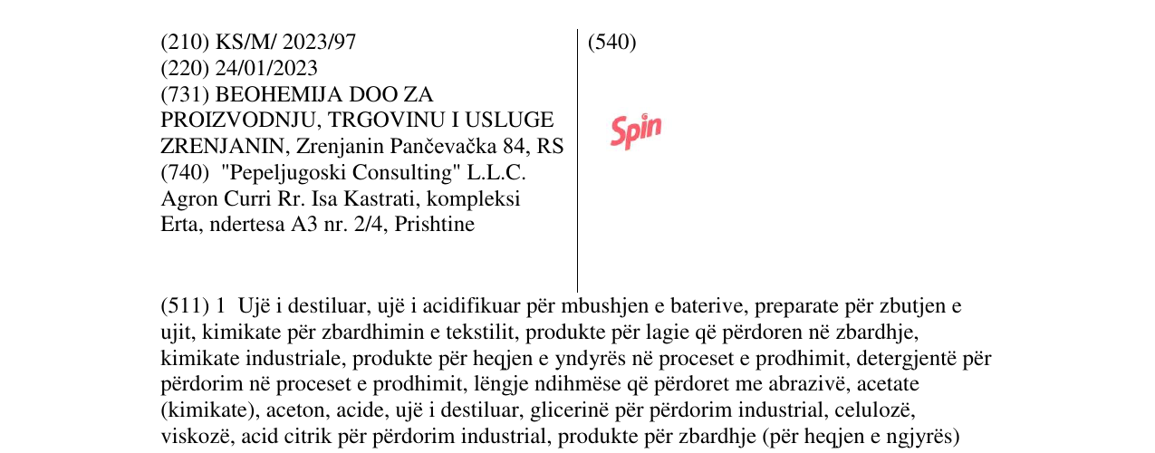 Zëri i markës SPIN në buletin