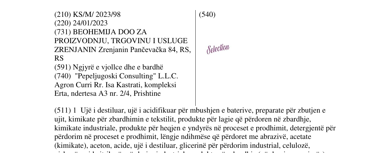 Zëri i markës Selection në buletin