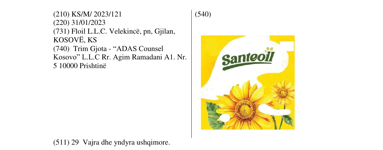 Zëri i markës SANTEOIL në buletin