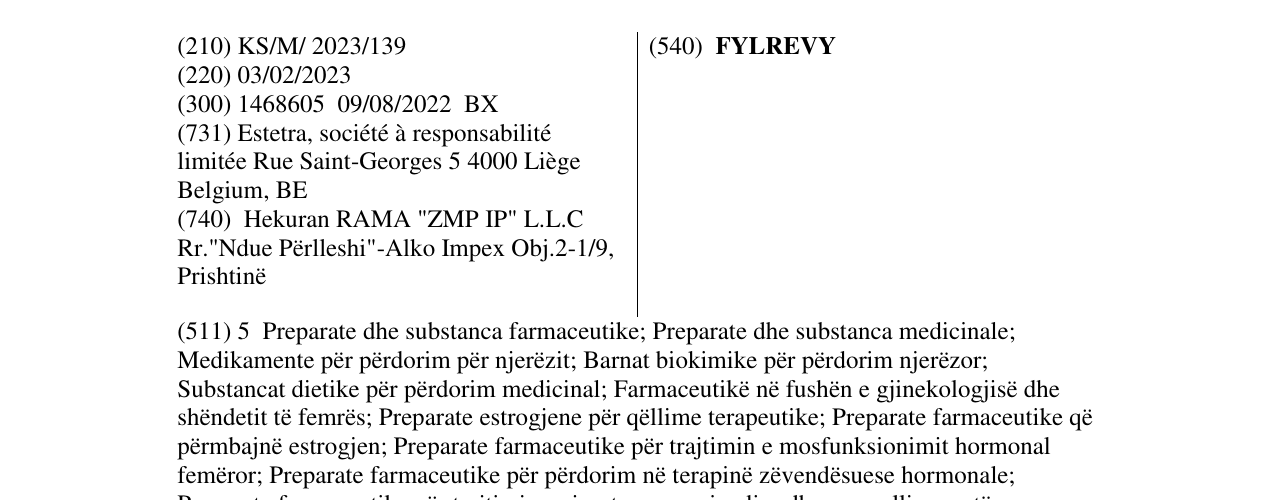 Zëri i markës FYLREVY në buletin