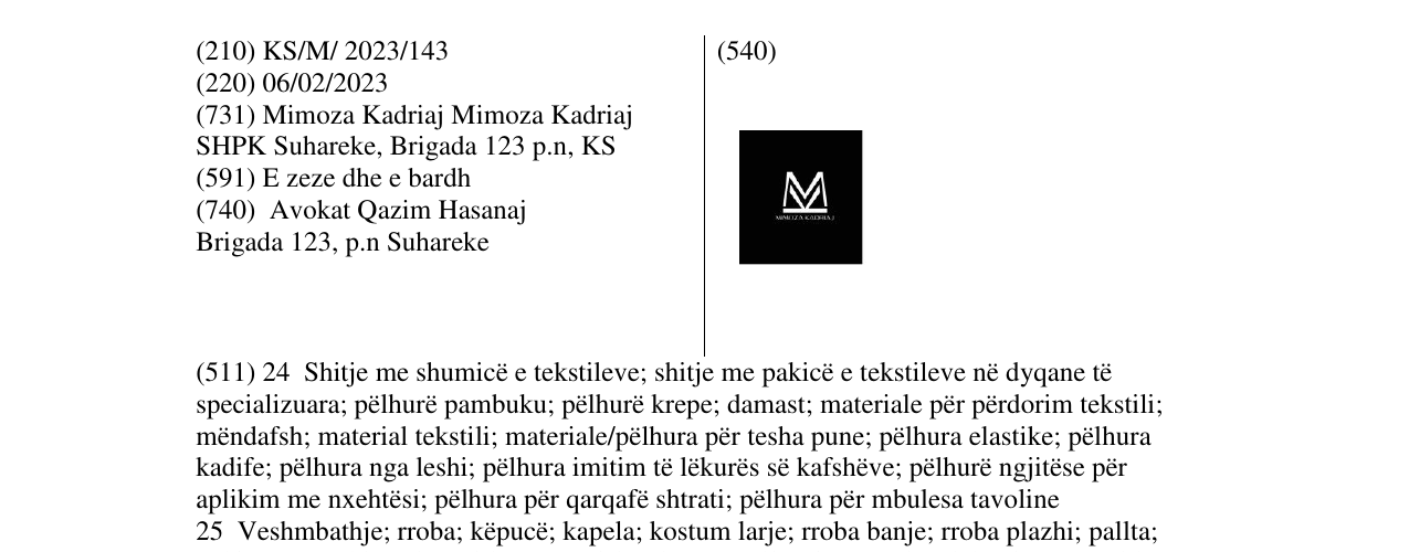 Zëri i markës MIMOZA KADRIAJ në buletin