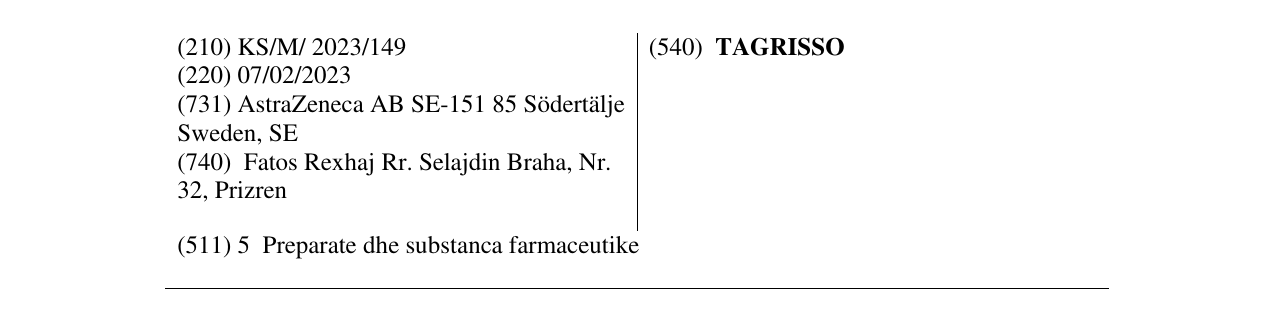 Zëri i markës TAGRISSO në buletin