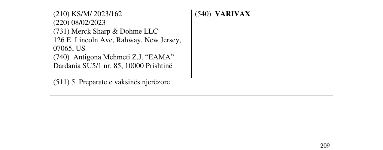 Zëri i markës VARIVAX në buletin
