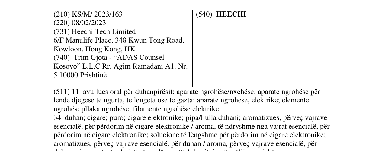 Zëri i markës HEECHI në buletin