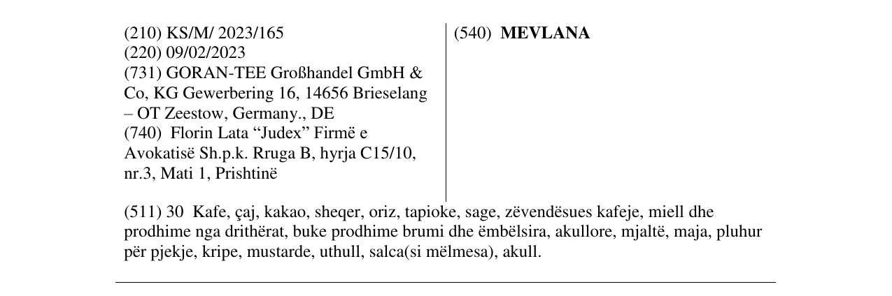 Zëri i markës MEVLANA në buletin
