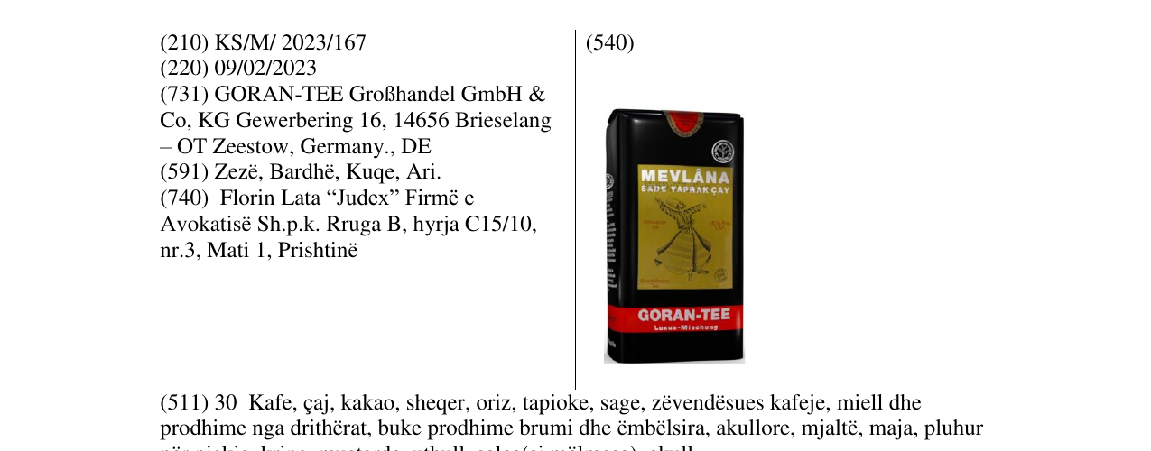 Zëri i markës MEVLANA në buletin