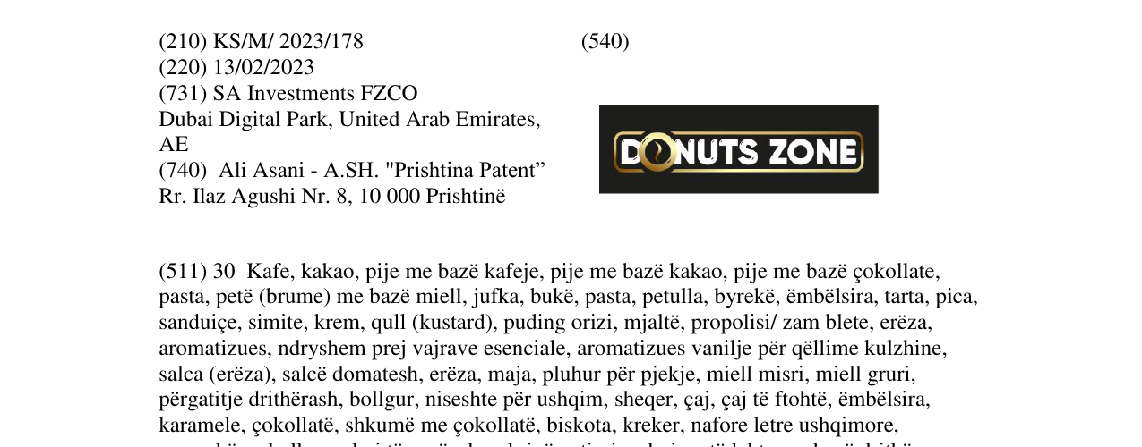 Zëri i markës DONUTS ZONE në buletin