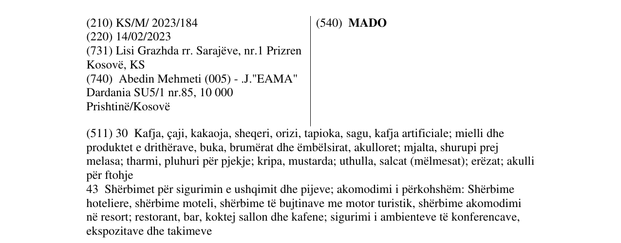 Zëri i markës MADO në buletin