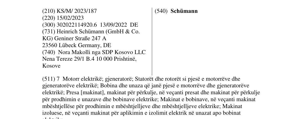 Zëri i markës Schümann në buletin