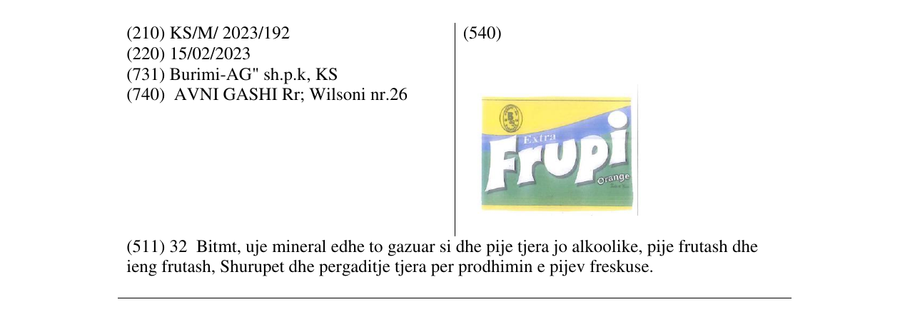 Zëri i markës Frupi në buletin