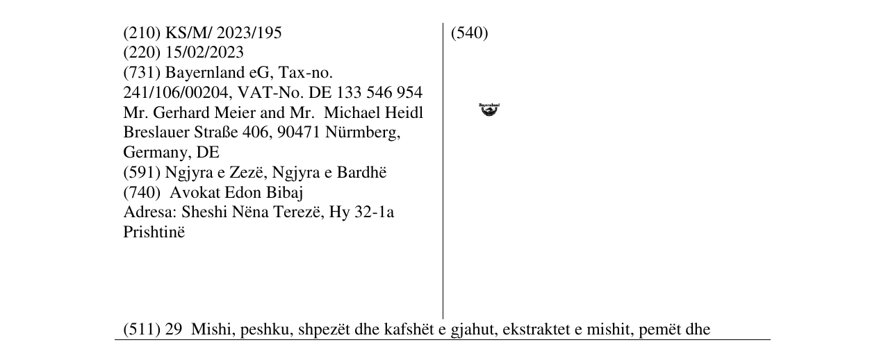 Zëri i markës Bayernland në buletin