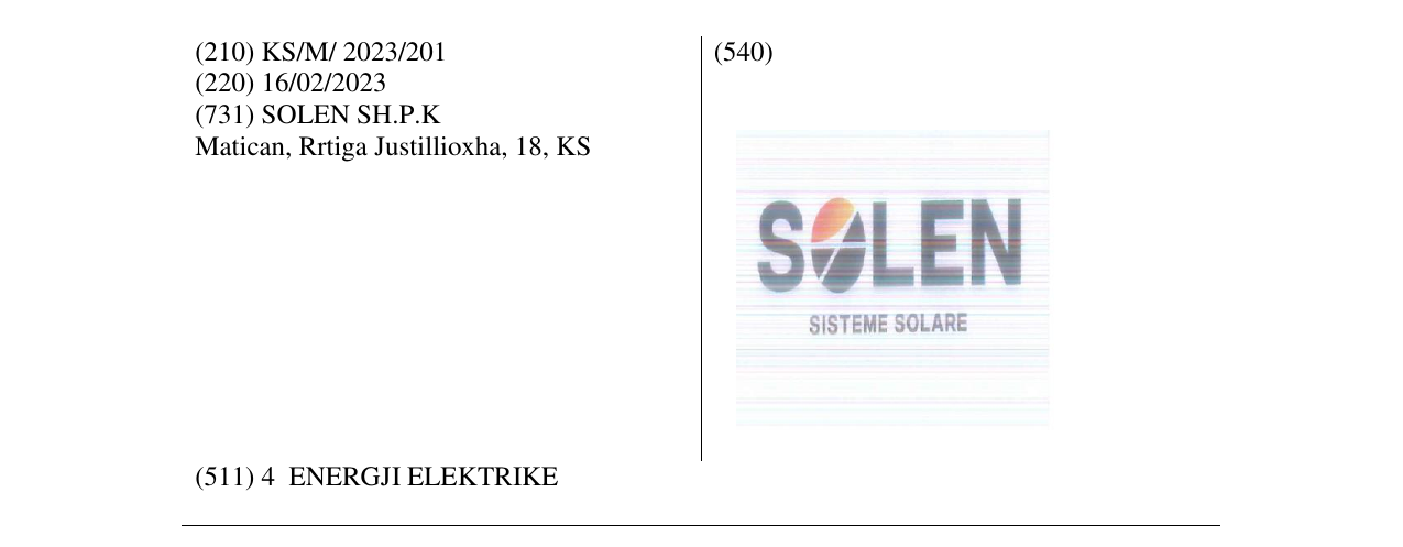 Zëri i markës SOLEN në buletin