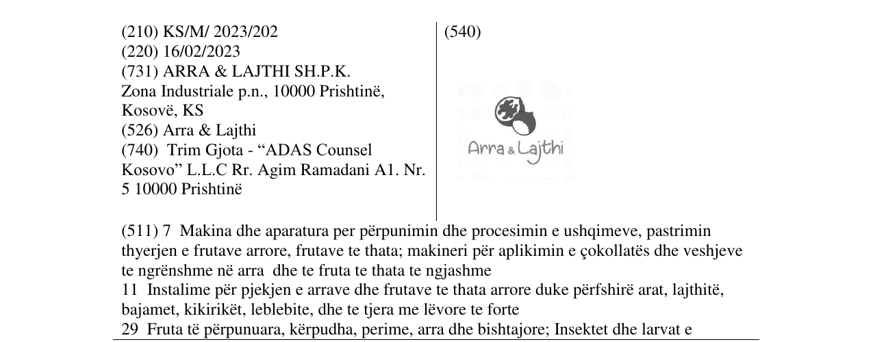 Zëri i markës Arra & Lajthi në buletin