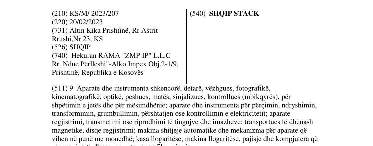 Zëri i markës SHQIP STACK në buletin