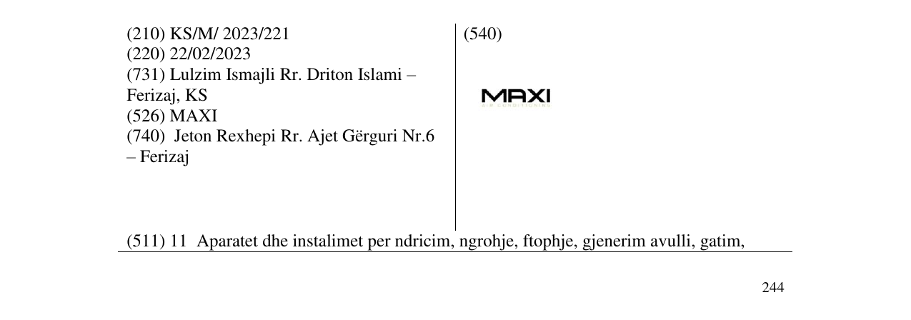 Zëri i markës MAXI në buletin