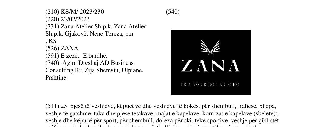 Zëri i markës ZANA në buletin