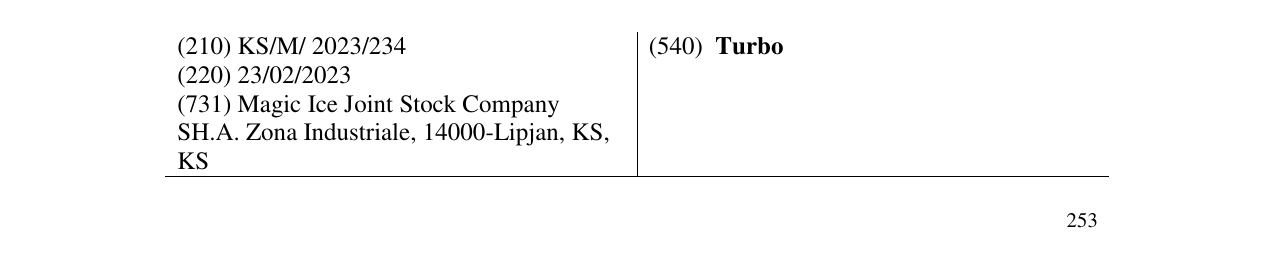 Zëri i markës Turbo në buletin