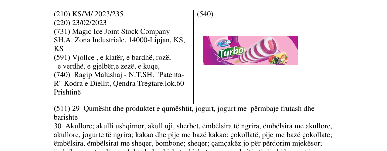 Zëri i markës turbo forest fruit në buletin