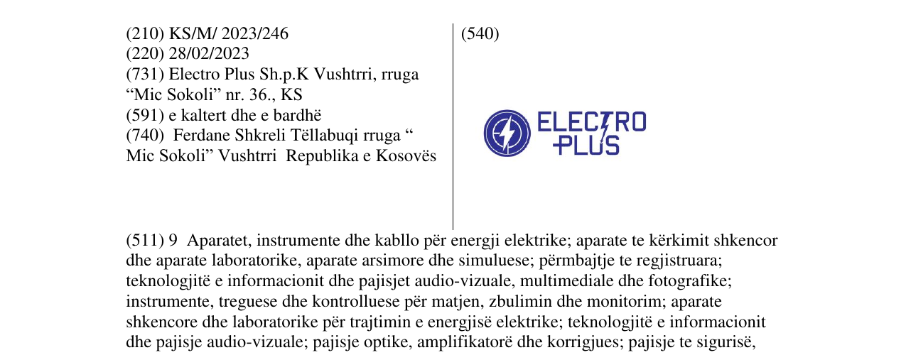 Zëri i markës ELECTRO PLUS në buletin