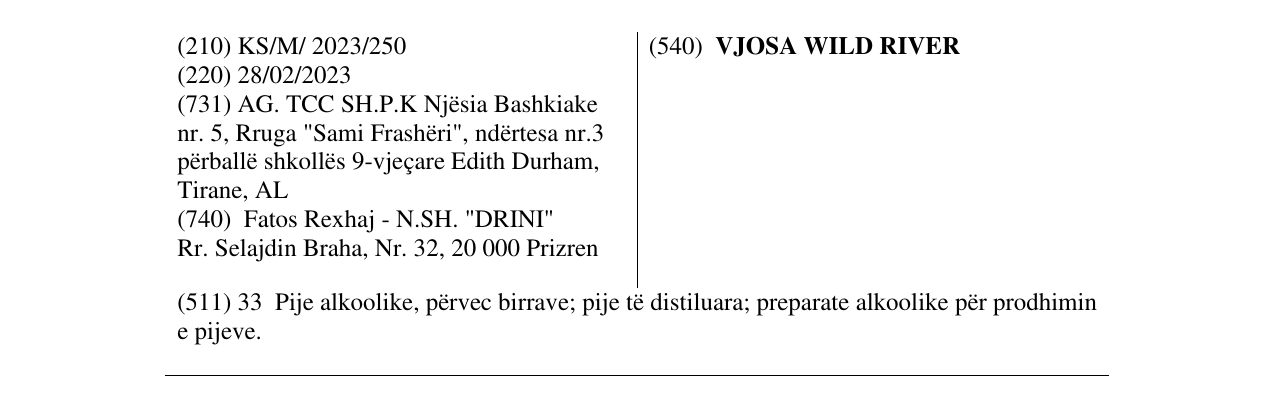 Zëri i markës VJOSA WILD RIVER në buletin