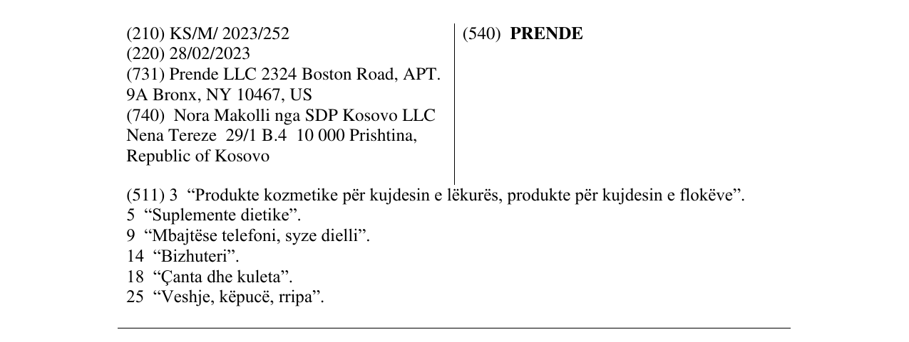 Zëri i markës PRENDE në buletin