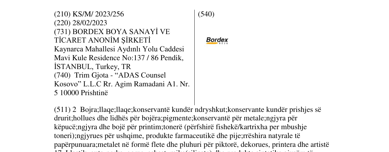 Zëri i markës Bordex në buletin