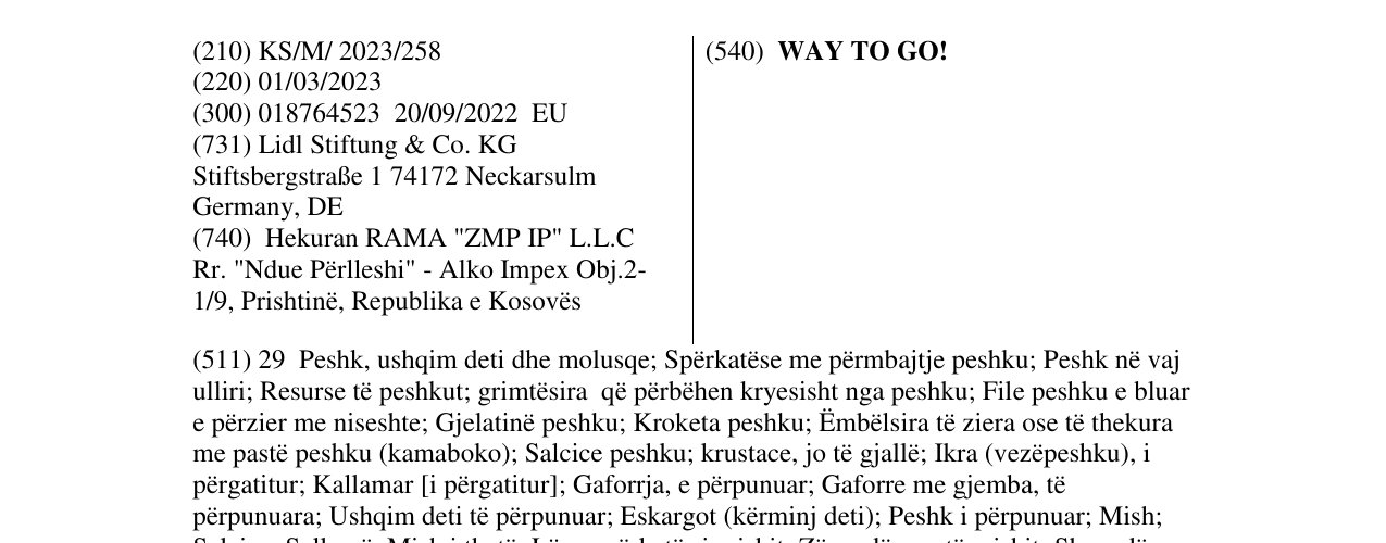 Zëri i markës WAY TO GO! në buletin