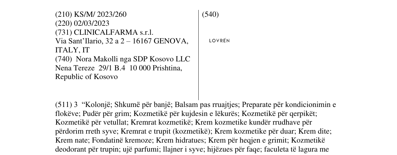 Zëri i markës LOVREN në buletin