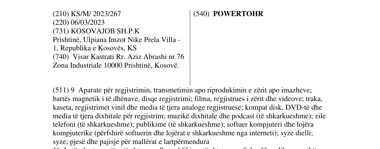 Zëri i markës POWERTOHR në buletin