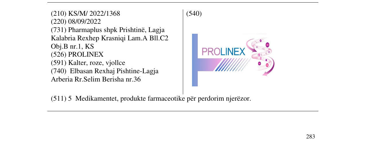 Zëri i markës PROLINEX në buletin