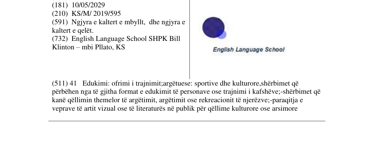 Zëri i markës English Language School në buletin