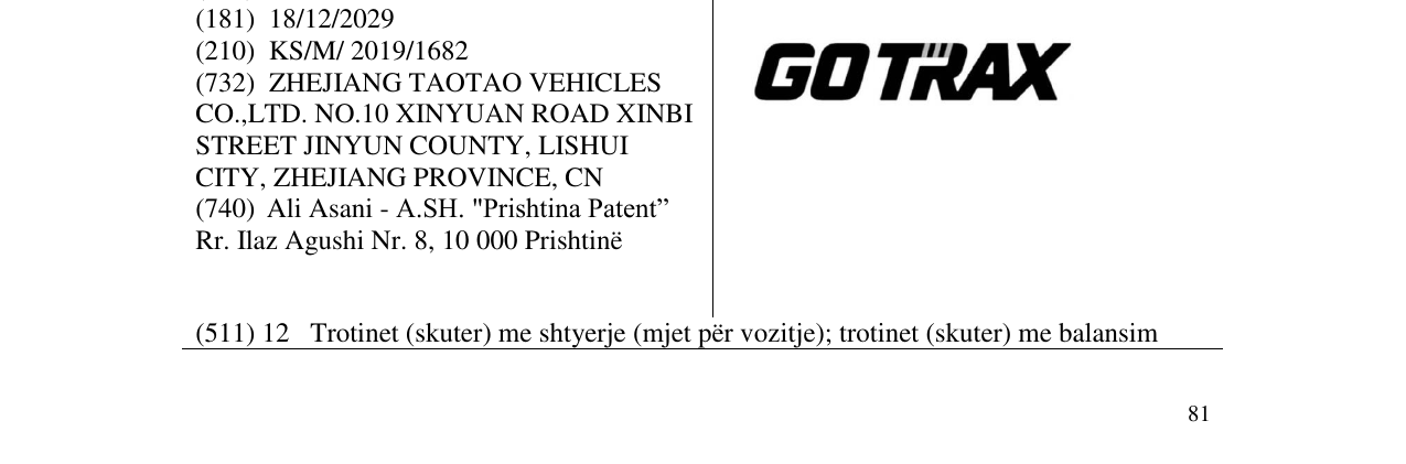 Zëri i markës GOTRAX në buletin