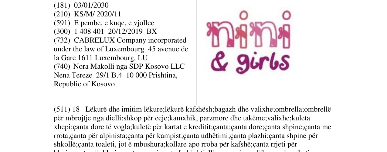 Zëri i markës nini & girls në buletin