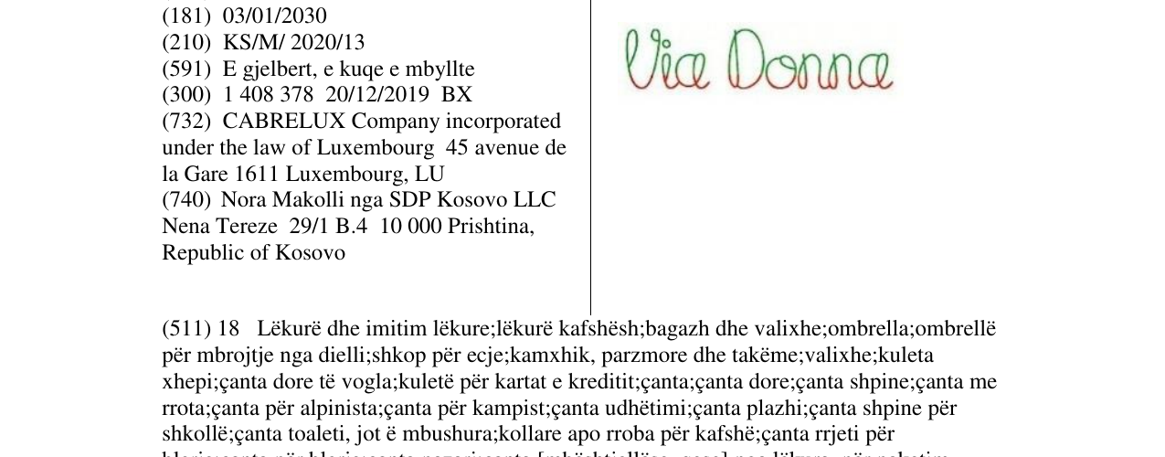 Zëri i markës Via Donna në buletin