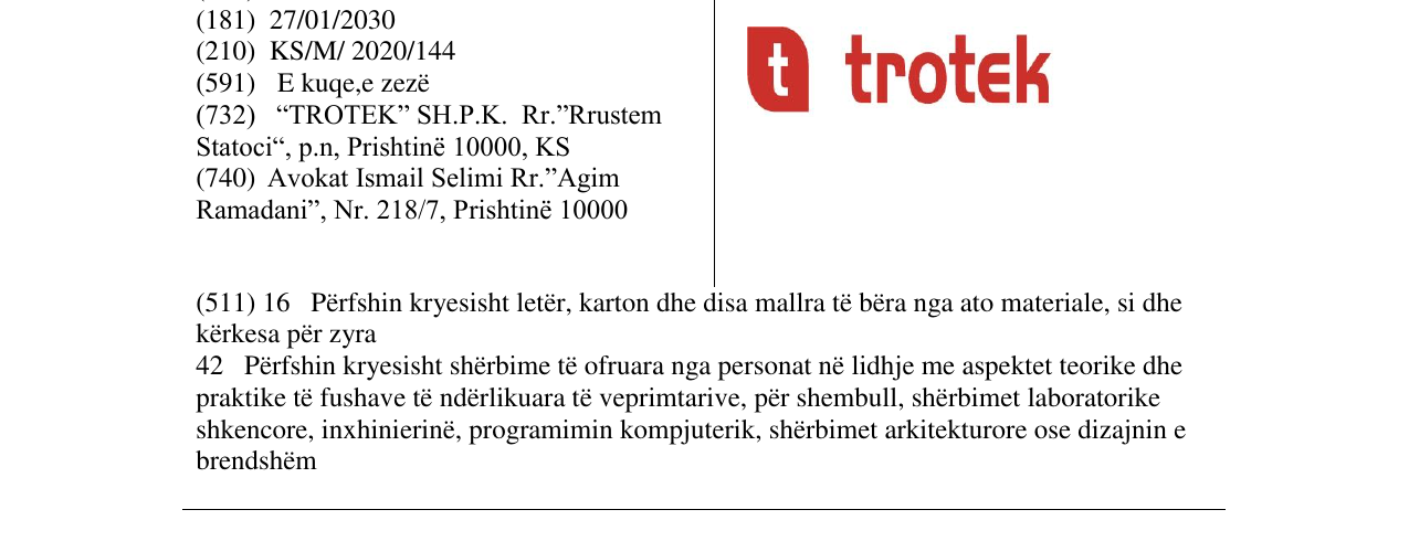 Zëri i markës trotek në buletin