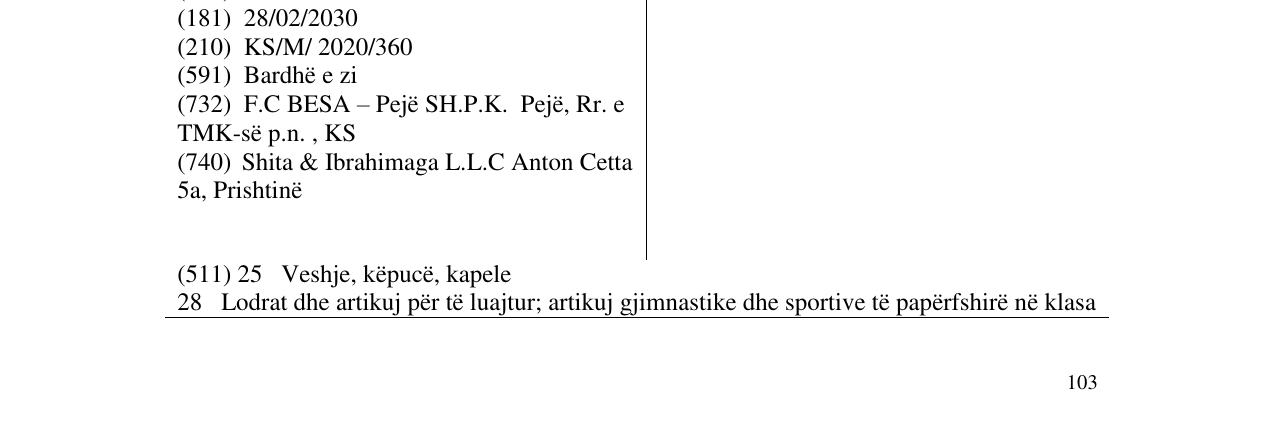 Zëri i markës F.C. BESA në buletin