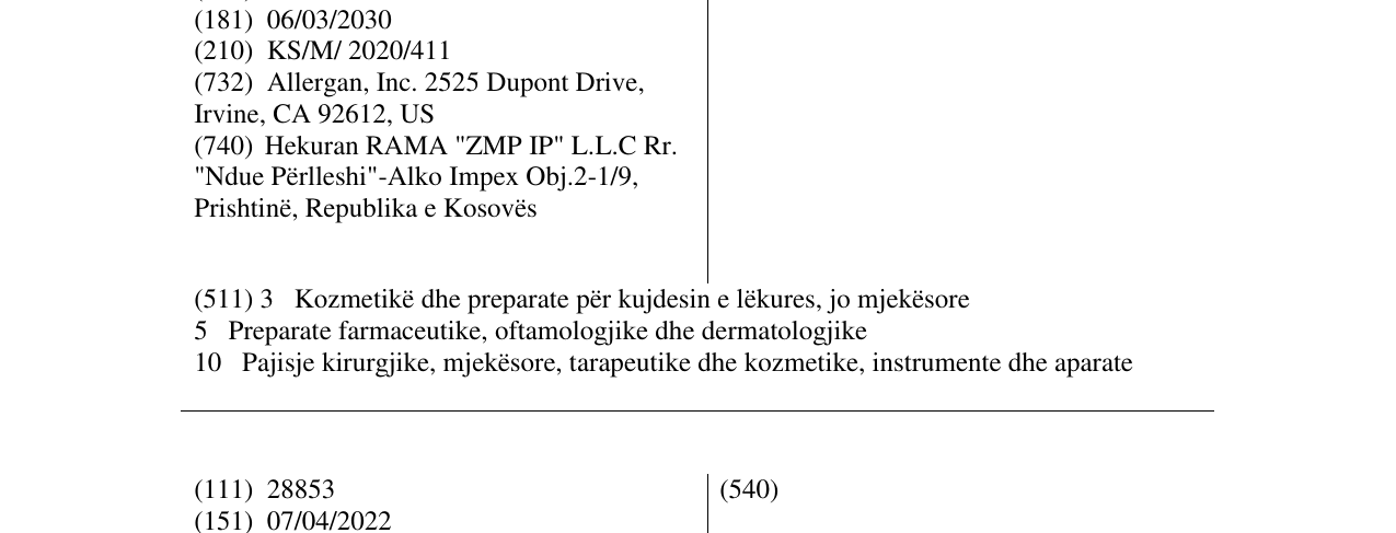 Zëri i markës ALLERGAN AESTHETICS në buletin