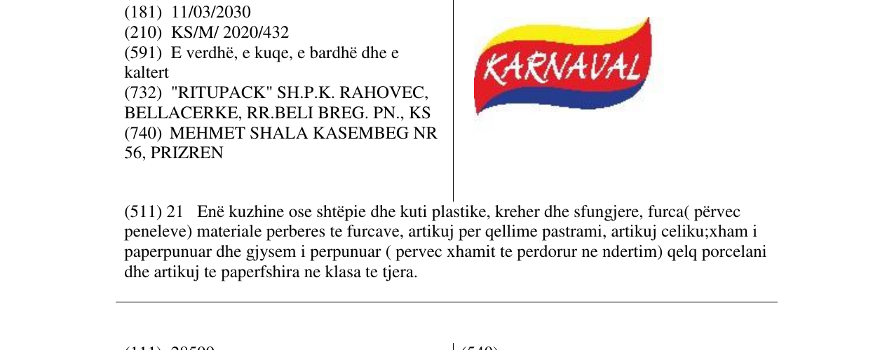 Zëri i markës KARNAVAL në buletin