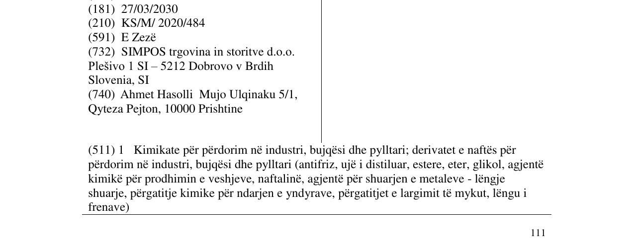 Zëri i markës MAPETROL në buletin