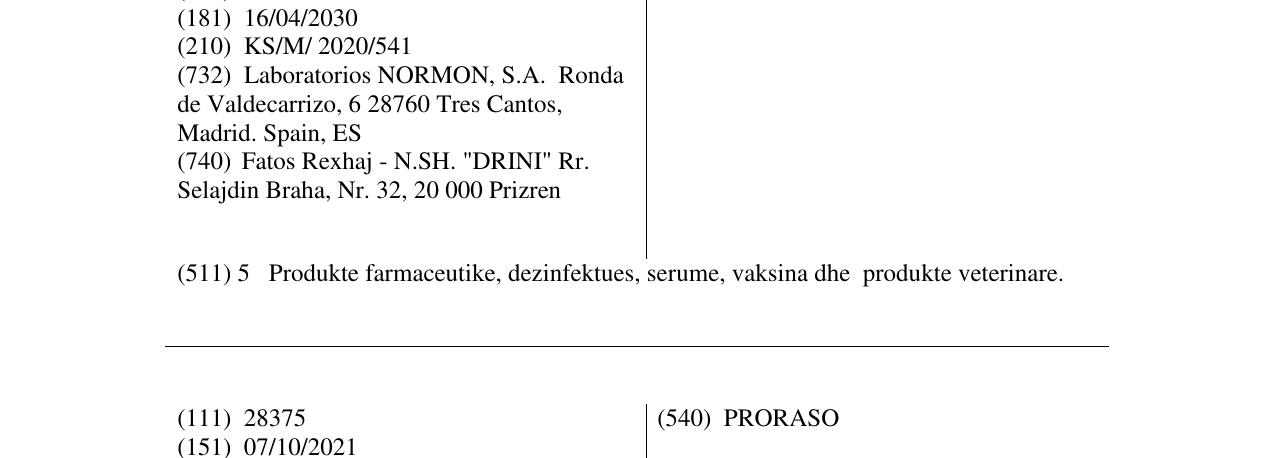 Zëri i markës VICTOGON në buletin