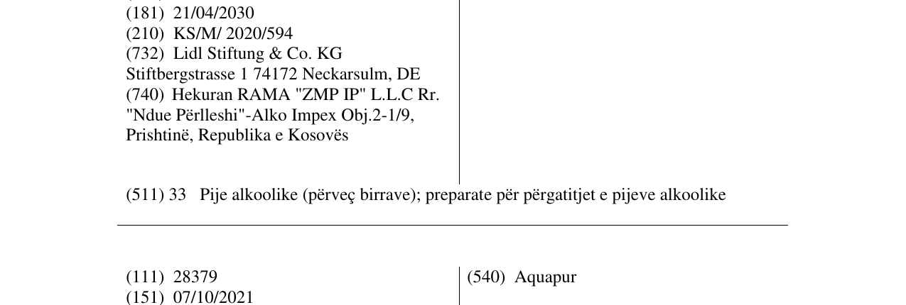 Zëri i markës BARAGUÁ në buletin