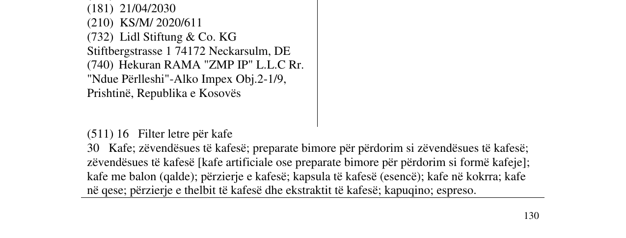 Zëri i markës Bellarom Rocca në buletin