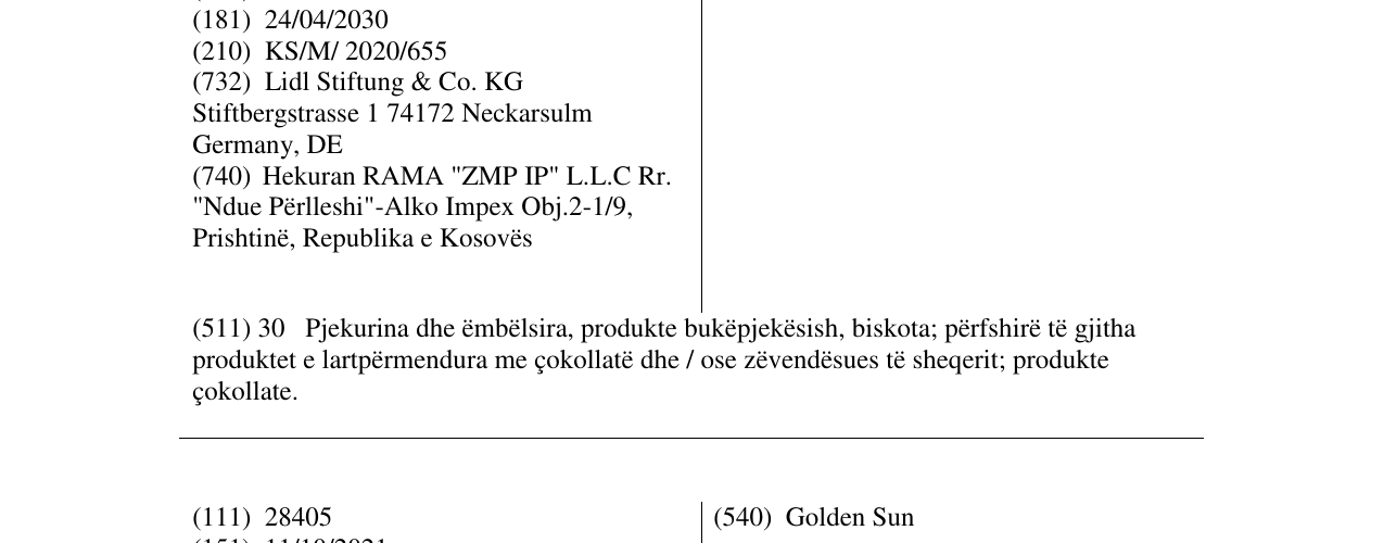 Zëri i markës Biscino në buletin