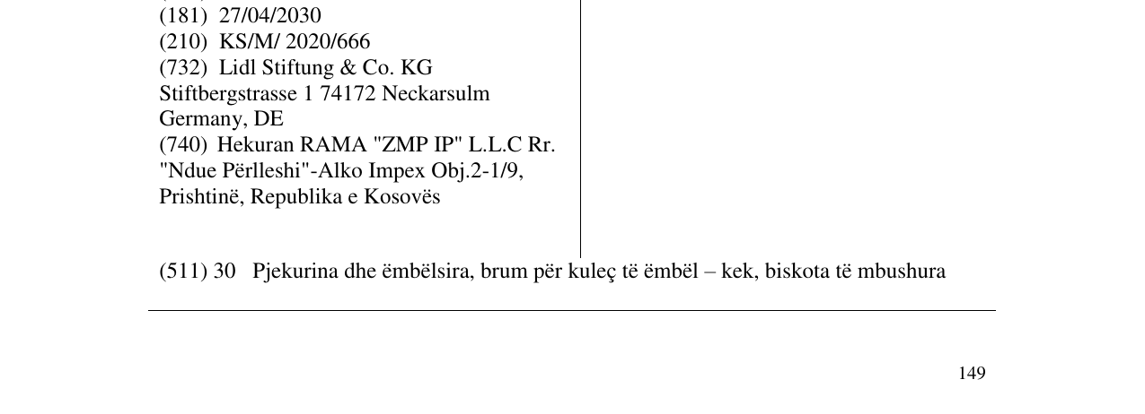 Zëri i markës Biscuit Bini's në buletin