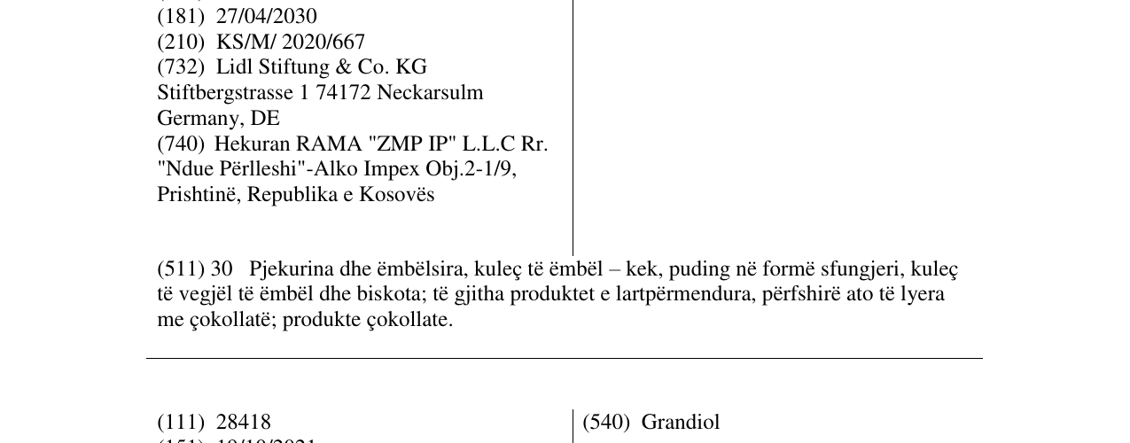 Zëri i markës Bissimo në buletin