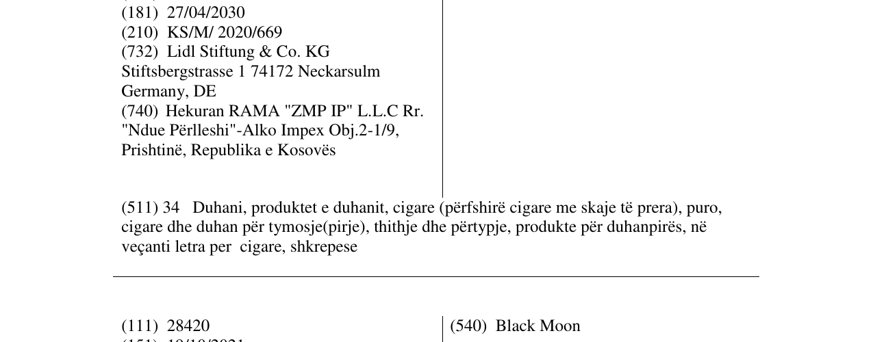 Zëri i markës Grandseigneur në buletin