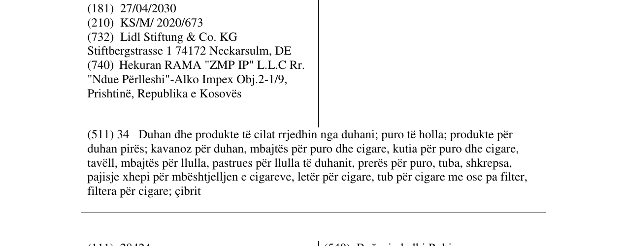 Zëri i markës Bodega në buletin