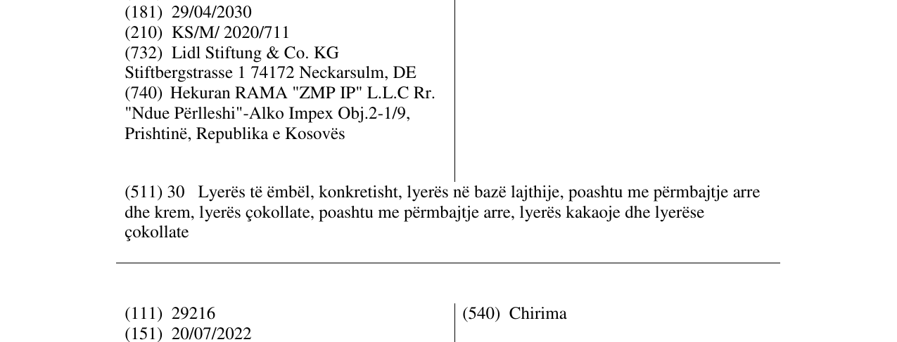 Zëri i markës Choco Nussa në buletin